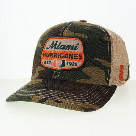 Legacy Miami Hurricanes Camo Hurricanes U Old Favorite Pro Trucker Hat