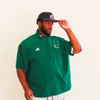 adidas Miami Hurricanes Green Short Sleeve 1/4 Zip Performance Jacket