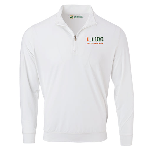 Full Turn Miami Hurricanes White U100 1/4 Zip Jacket