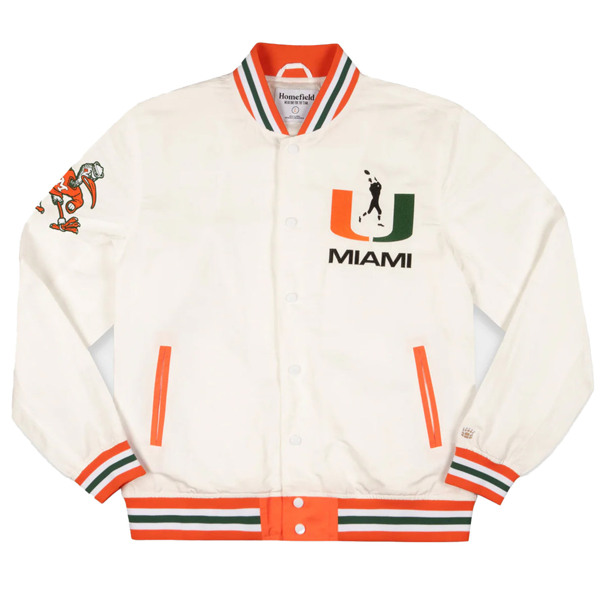 Homefield Miami Hurricanes White Football Patch Bomber Jacket