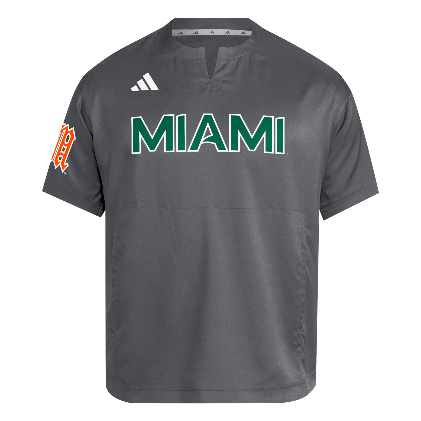 adidas Miami Hurricanes Grey Short-Sleeve Dugout Jacket
