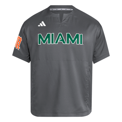 adidas Miami Hurricanes Grey Short-Sleeve Dugout Jacket