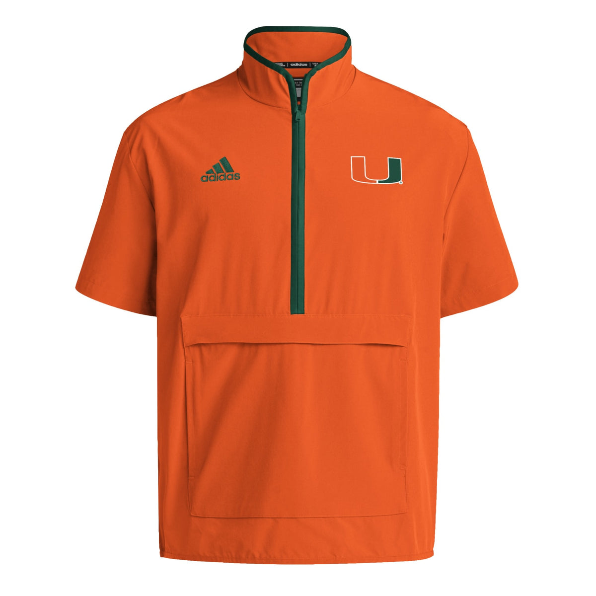 adidas Miami Hurricanes Orange Short Sleeve 1/4 Zip Performance Jacket