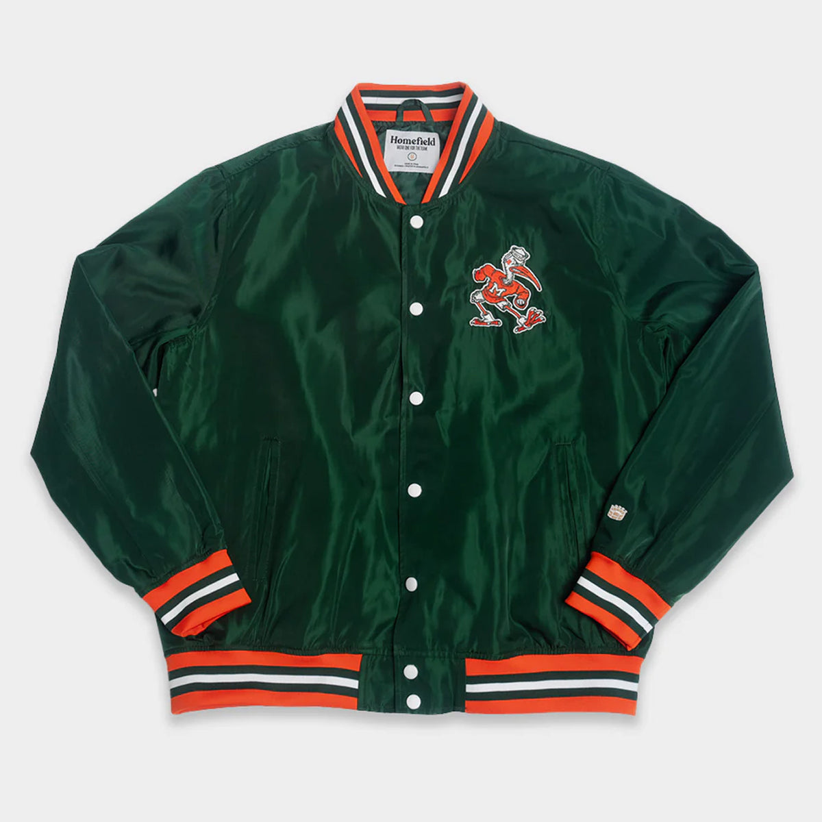 Homefield Miami Hurricanes Sebastian Green Bomber Jacket