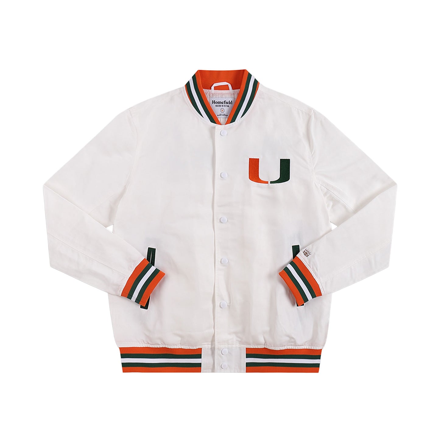 Homefield Miami Hurricanes White Hurricanes Script Bomber Jacket