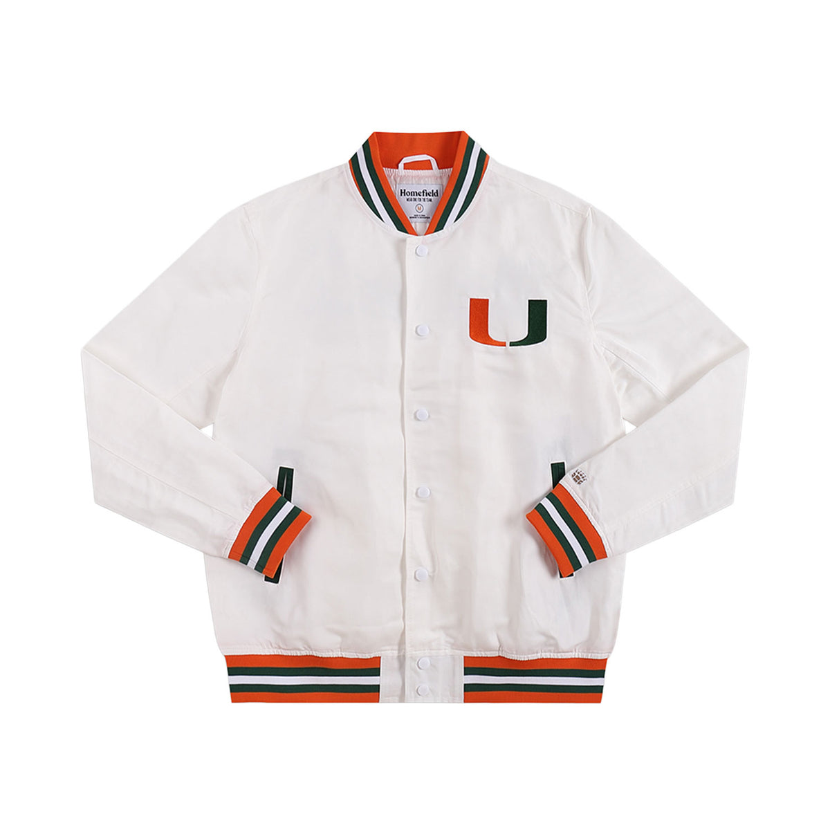 Homefield Miami Hurricanes White Hurricanes Script Bomber Jacket