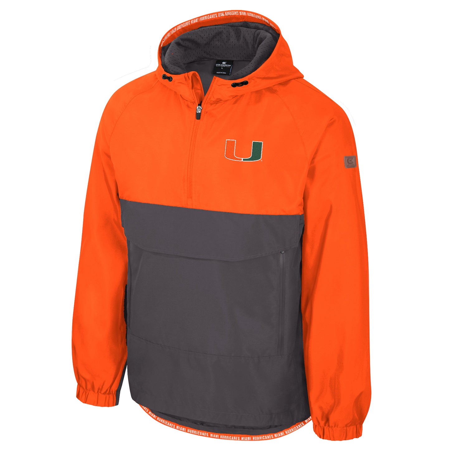 Colosseum Miami Hurricanes Grey U Pullover Jacket