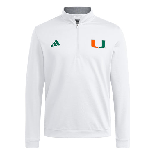 adidas Miami Hurricanes White U Quarter-Zip  Jacket