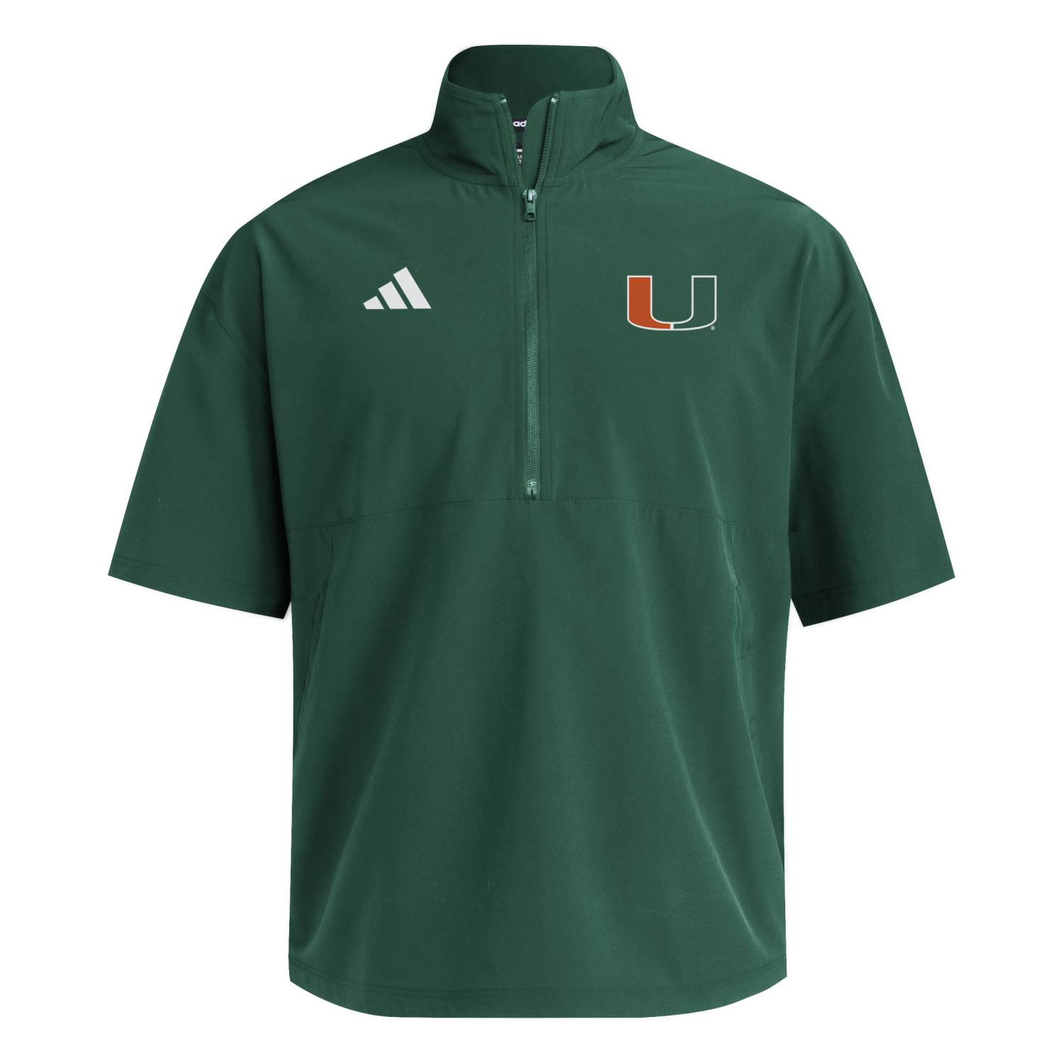 フェアハム・アカ デミー ジャージ adidas Miami Hurricanes Green Short Sleeve 1/4 Zip Performance