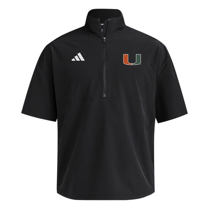 adidas Miami Hurricanes Black Short Sleeve 1/4 Zip Performance Jacket