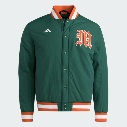 adidas Miami Hurricanes Green Old English "M" Coaches Jacket