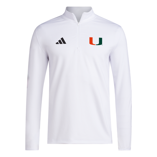 adidas Miami Hurricanes White Performance Quarter-Zip