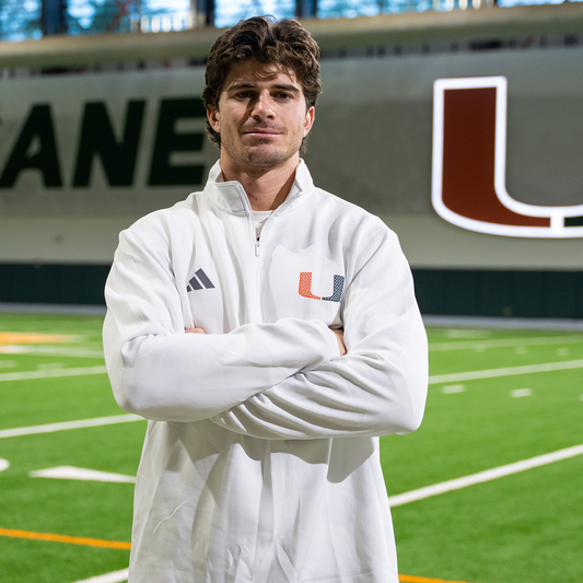 adidas Miami Hurricanes hite 2001 Collection Mesh U Logo Quarter Zip Jacket