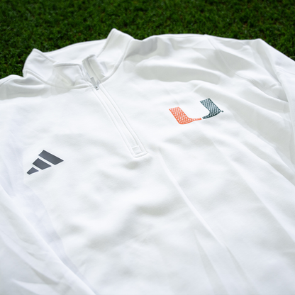 adidas Miami Hurricanes hite 2001 Collection Mesh U Logo Quarter Zip Jacket