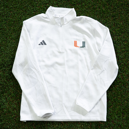 adidas Miami Hurricanes hite 2001 Collection Mesh U Logo Quarter Zip Jacket