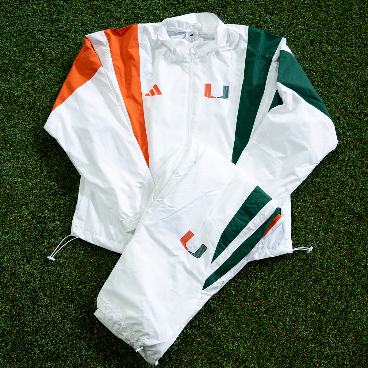 adidas Miami Hurricanes White 2001 Collection Mesh U Logo Lightweight Track Pants