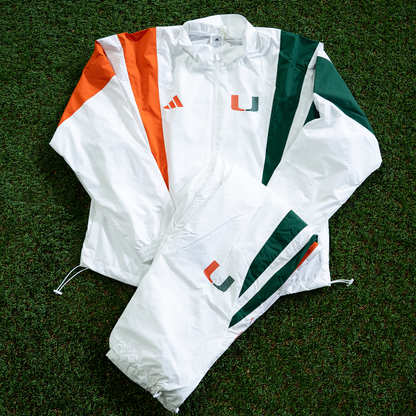 adidas Miami Hurricanes White 2001 Collection Mesh U Logo Lightweight Track Pants