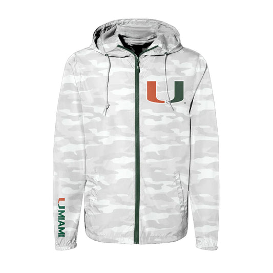 Something Inked Miami Hurricanes White Camo Windbreaker Sebastian Jacket