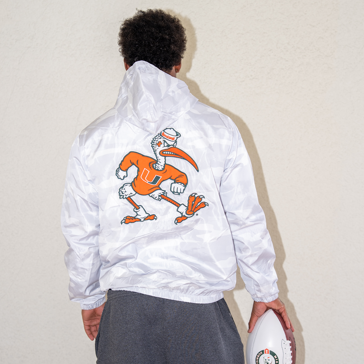 Something Inked Miami Hurricanes White Camo Windbreaker Sebastian Jacket