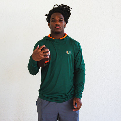 Horns Legends Miami Hurricanes Green Weave Performance Sweatshirt