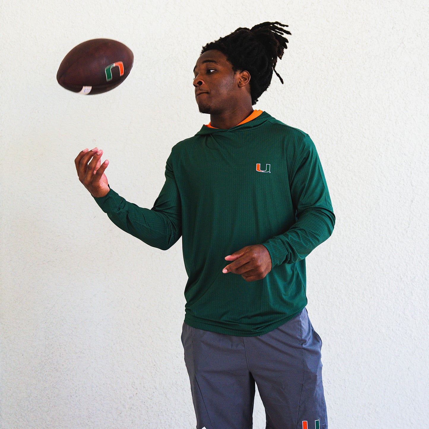 Horns Legends Miami Hurricanes Green Weave Performance Sweatshirt