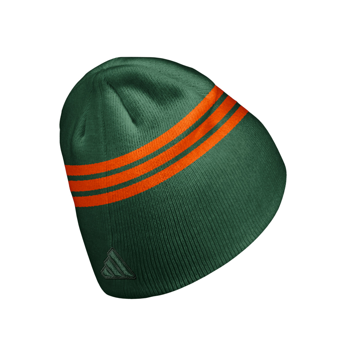 adidas Miami Hurricanes Green Striped U Knit Beanie - Back View