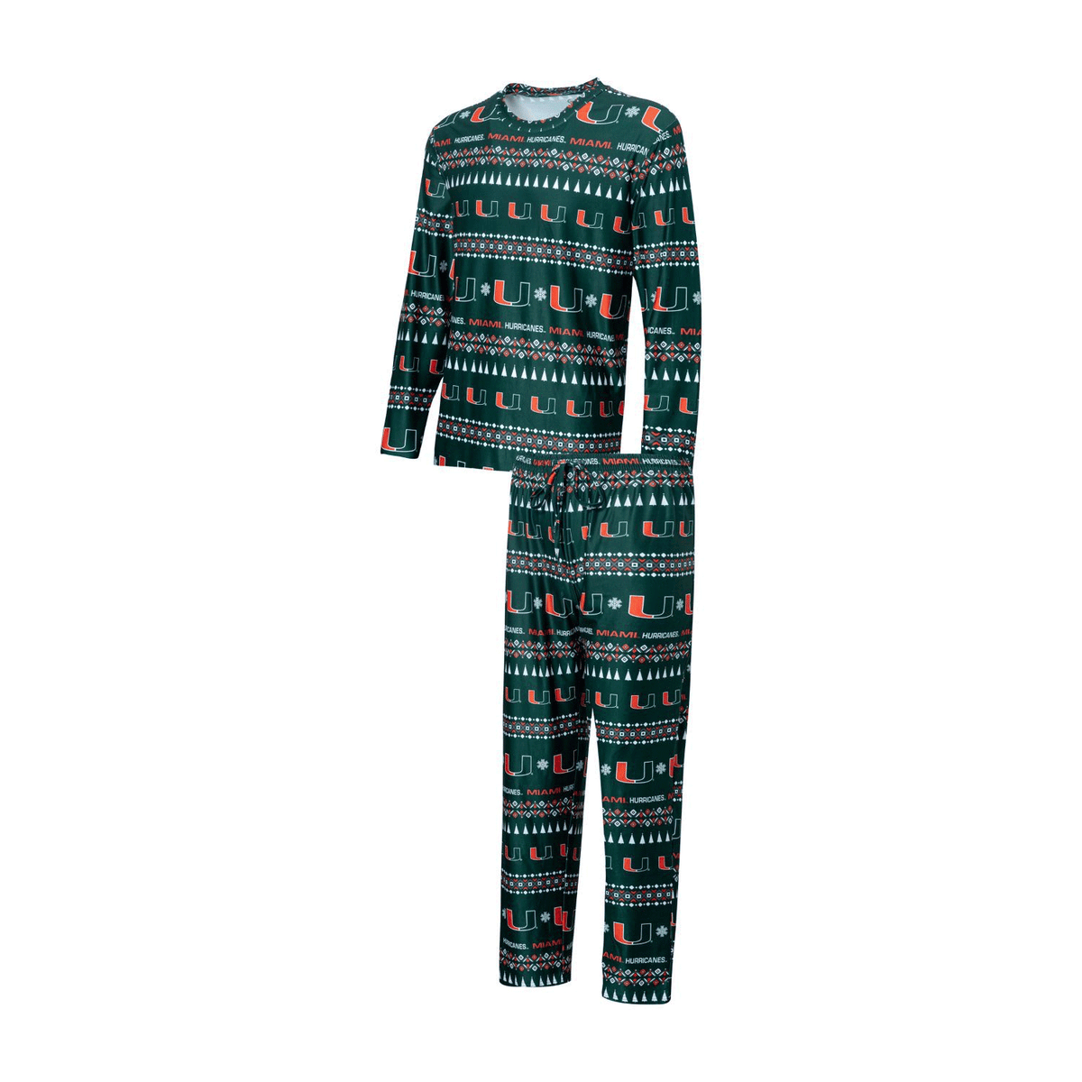 Concepts Sport Miami Hurricanes Flurry Green Pajama Set