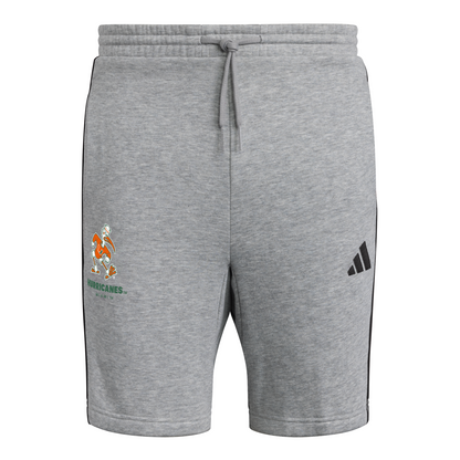 adidas Miami Hurricanes Grey Sebastian the Ibis Fleece Shorts