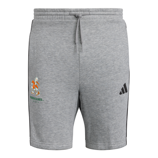 adidas Miami Hurricanes Grey Sebastian the Ibis Fleece Shorts