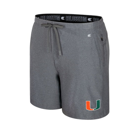 Colosseum Miami Hurricanes Grey U Performance Gurney Shorts