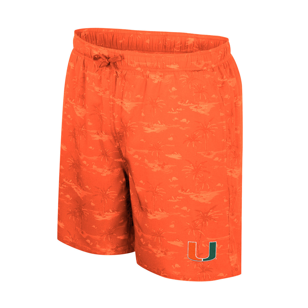 Colosseum Miami Hurricanes Orange Floral U logo Swim Shorts