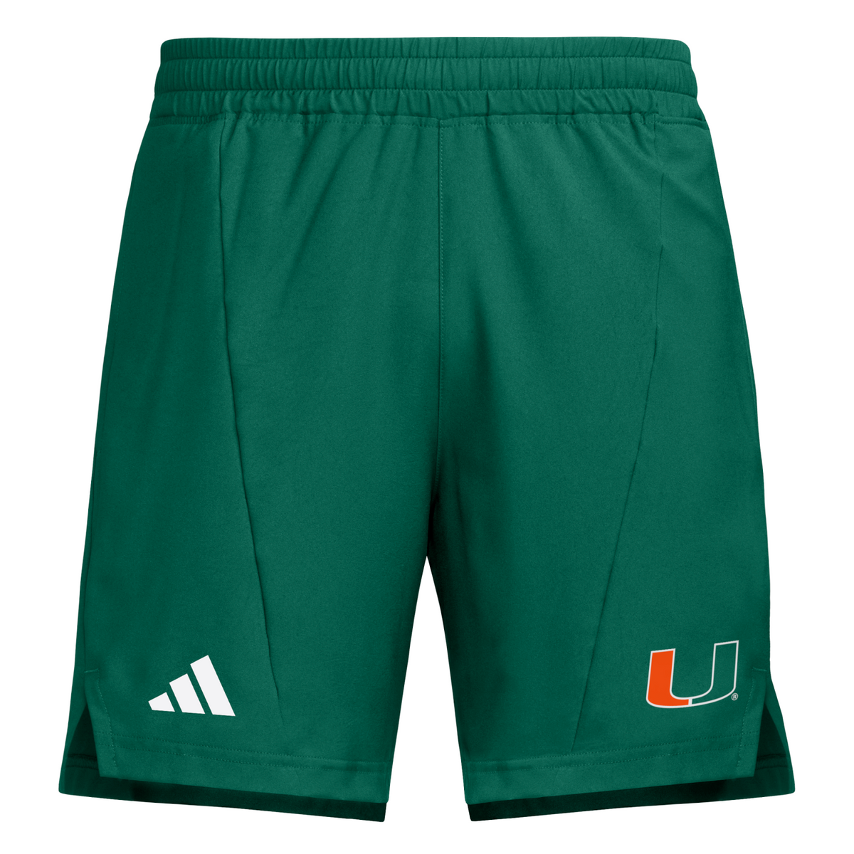 adidas Miami Hurricanes Green 9&quot; U Logo Performance Shorts
