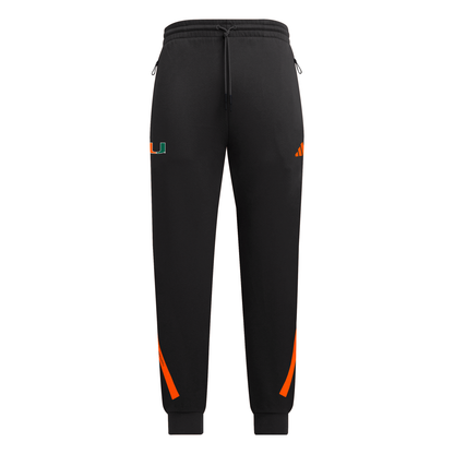 adidas Miami Hurricanes Black Tapered Jogger Pants