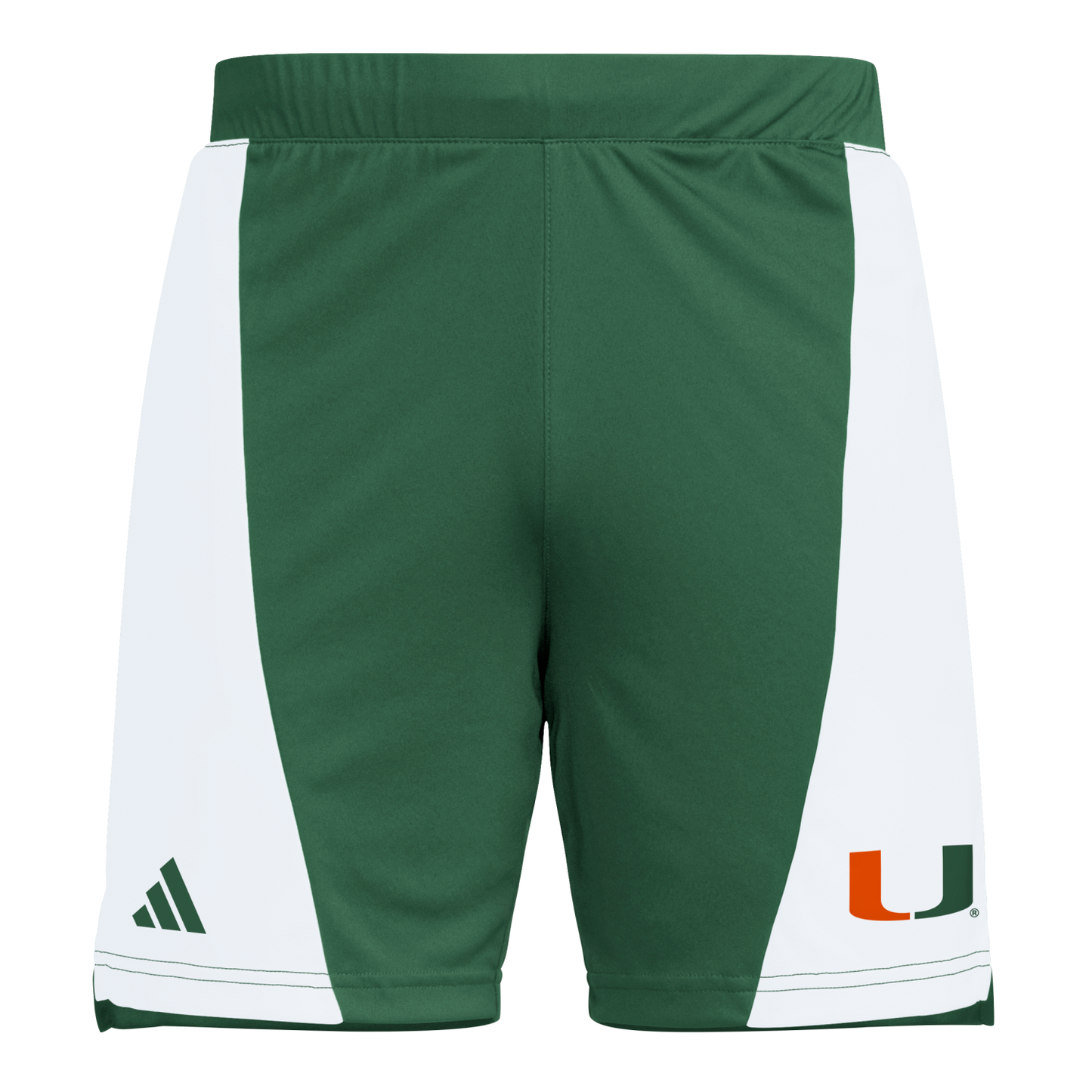 adidas Miami Hurricanes Green and White 5" Training Shorts