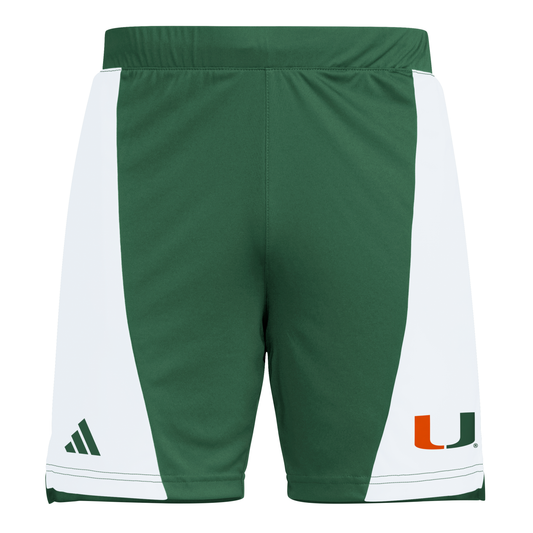 adidas Miami Hurricanes Green and White 5" Training Shorts