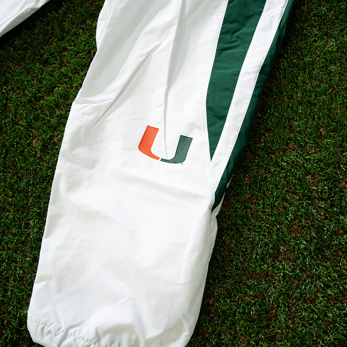 adidas Miami Hurricanes White 2001 Collection Mesh U Logo Lightweight Track Pants
