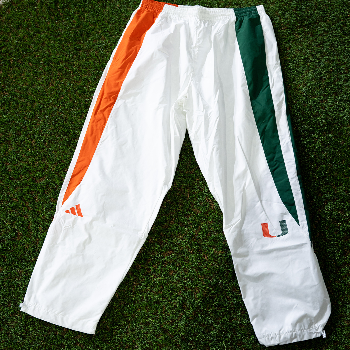 adidas Miami Hurricanes White 2001 Collection Mesh U Logo Lightweight Track Pants