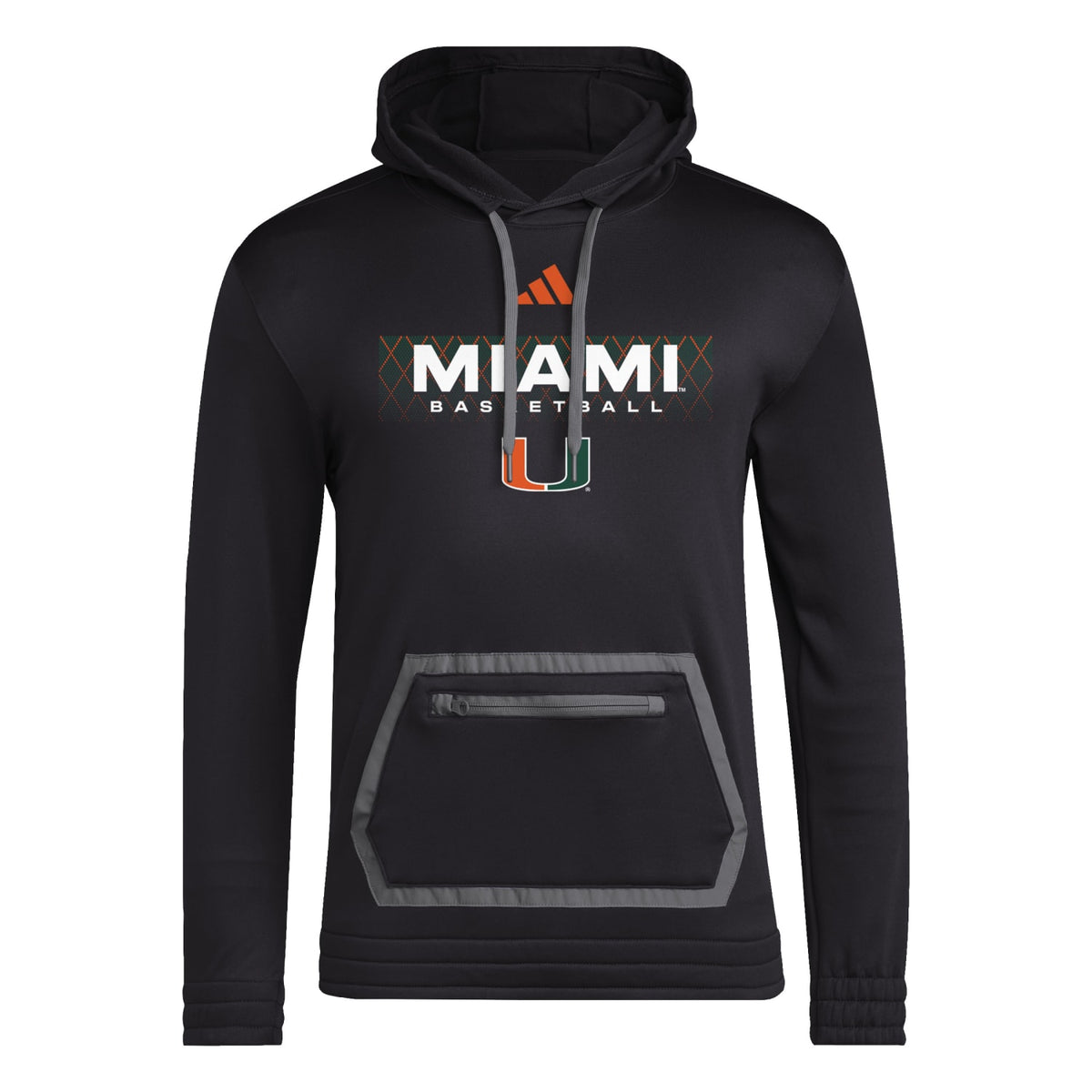 adidas Miami Hurricanes Black AEROREADY Miami Basketball Hoodie