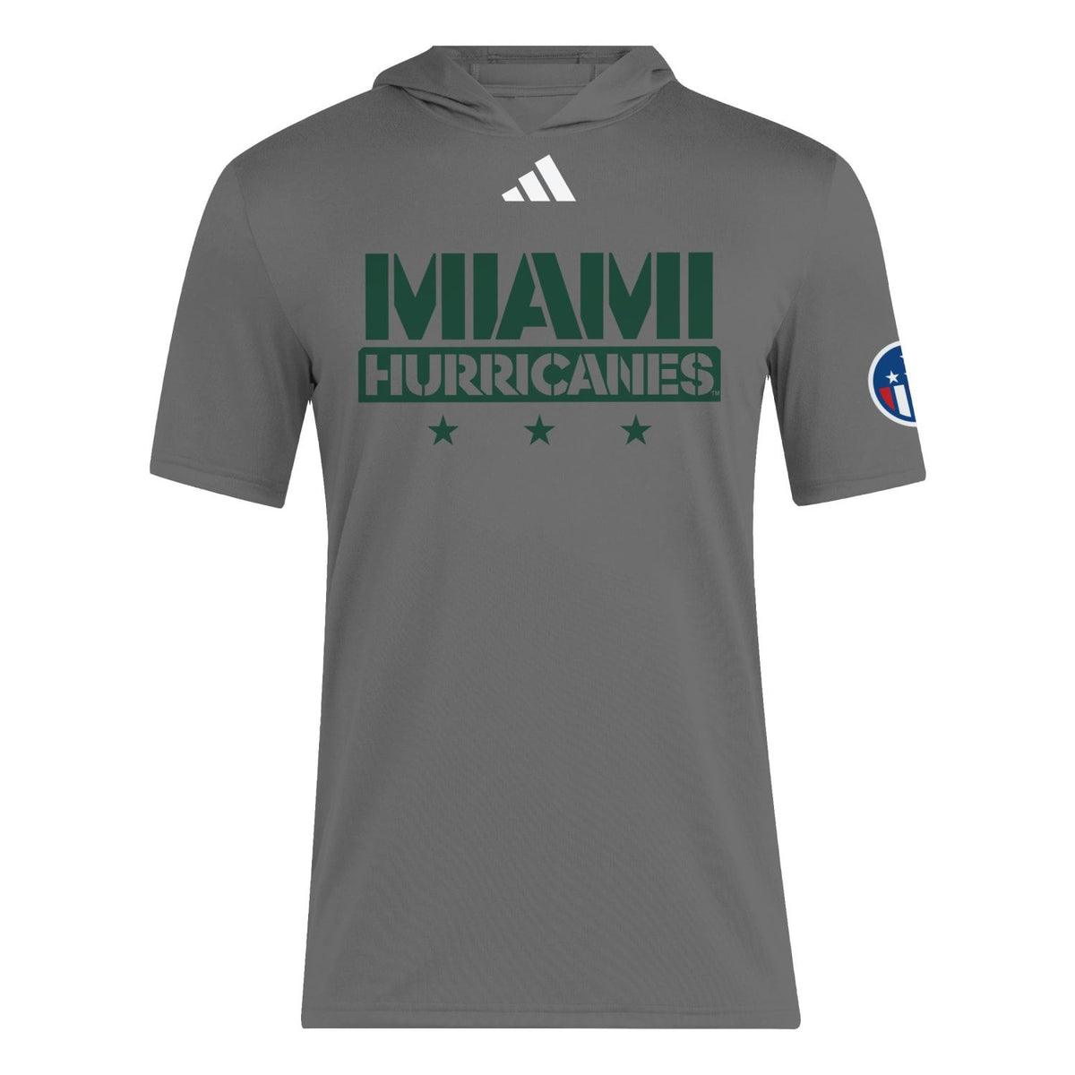 adidas Miami Hurricanes 2024 AREOREADY Military Appreciation Short-Sleeve Grey Hoodie