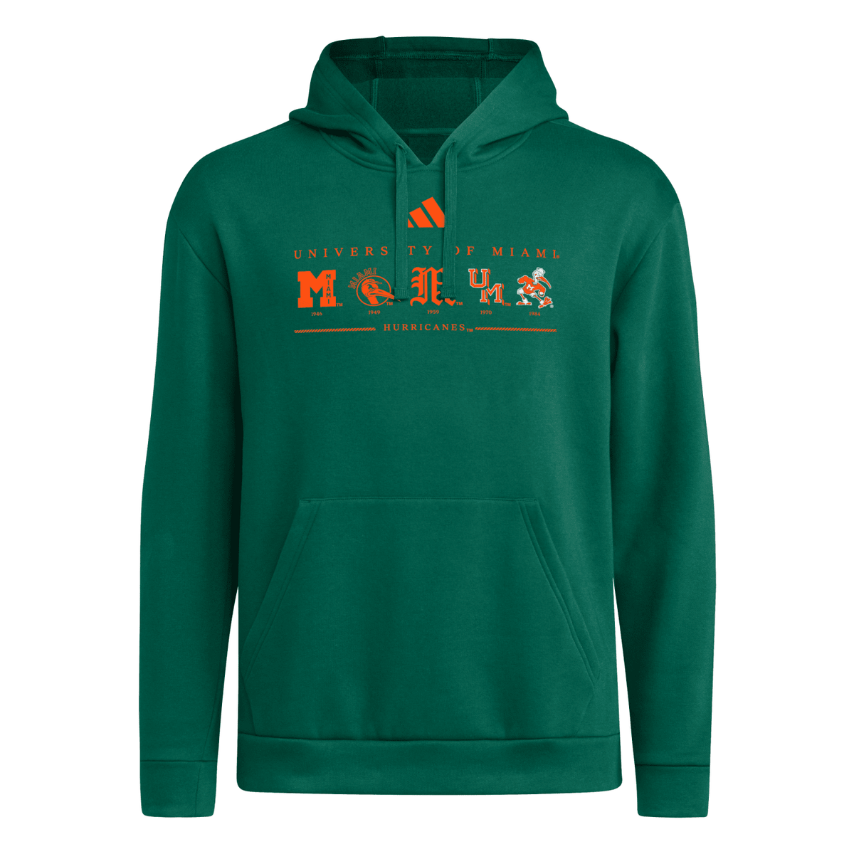 adidas Miami Hurricanes Green Miami Heritage Logos Sweatshirt