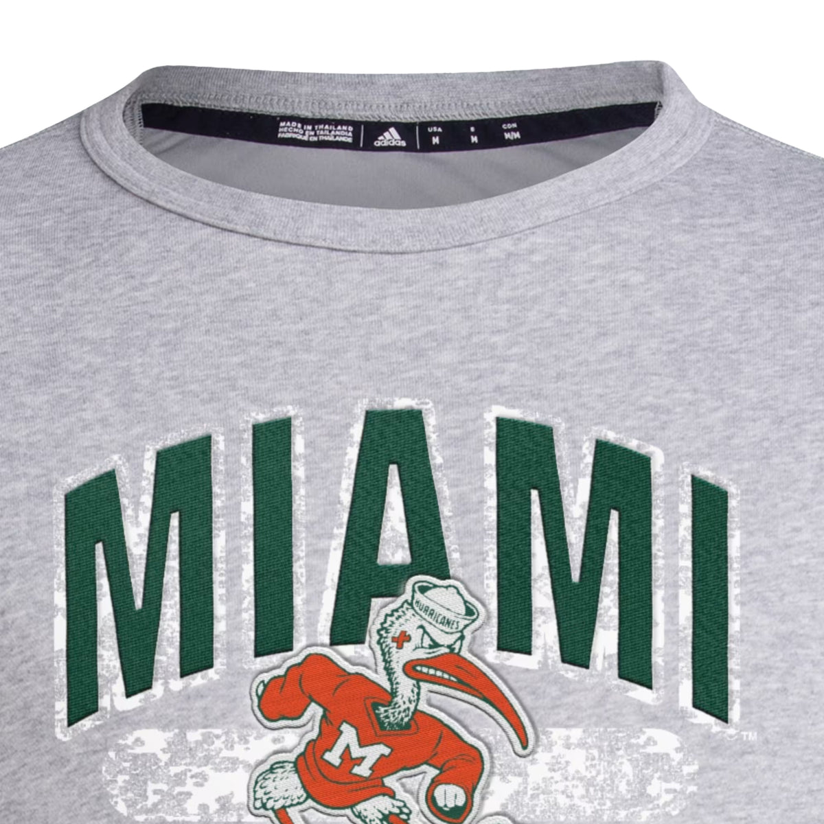 adidas Miami Hurricanes Grey Sebastian Miami Canes Crewneck Sweatshirt