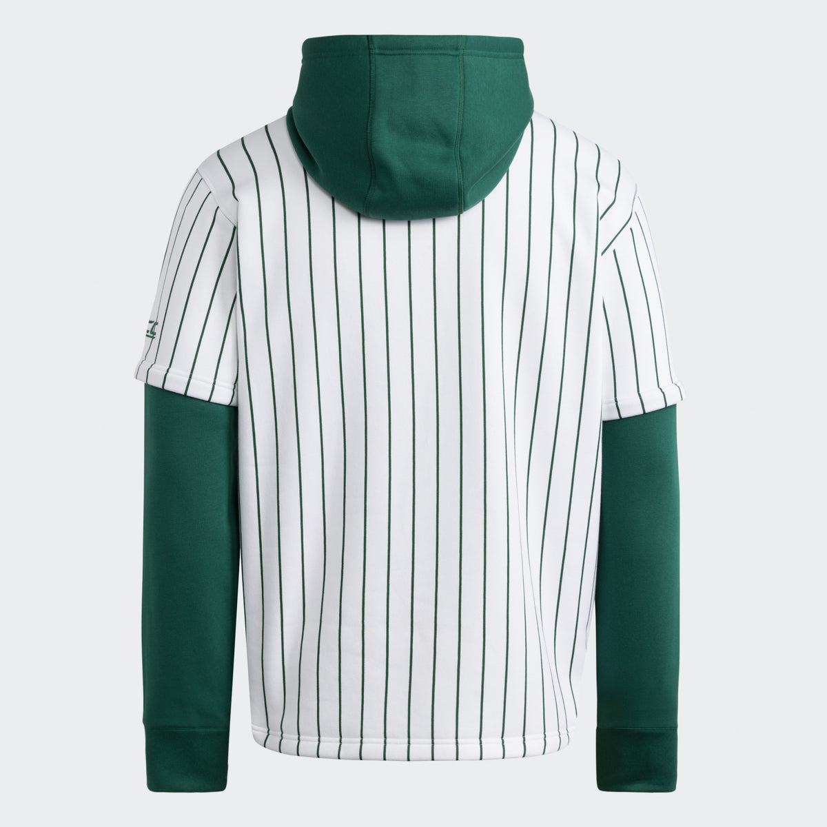 adidas Miami Hurricanes White Pinstripe Hooded Sweatshirt with Green Sleeves