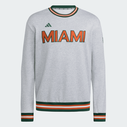 adidas Miami Hurricanes Grey “MIAMI” Crewneck Sweatshirt