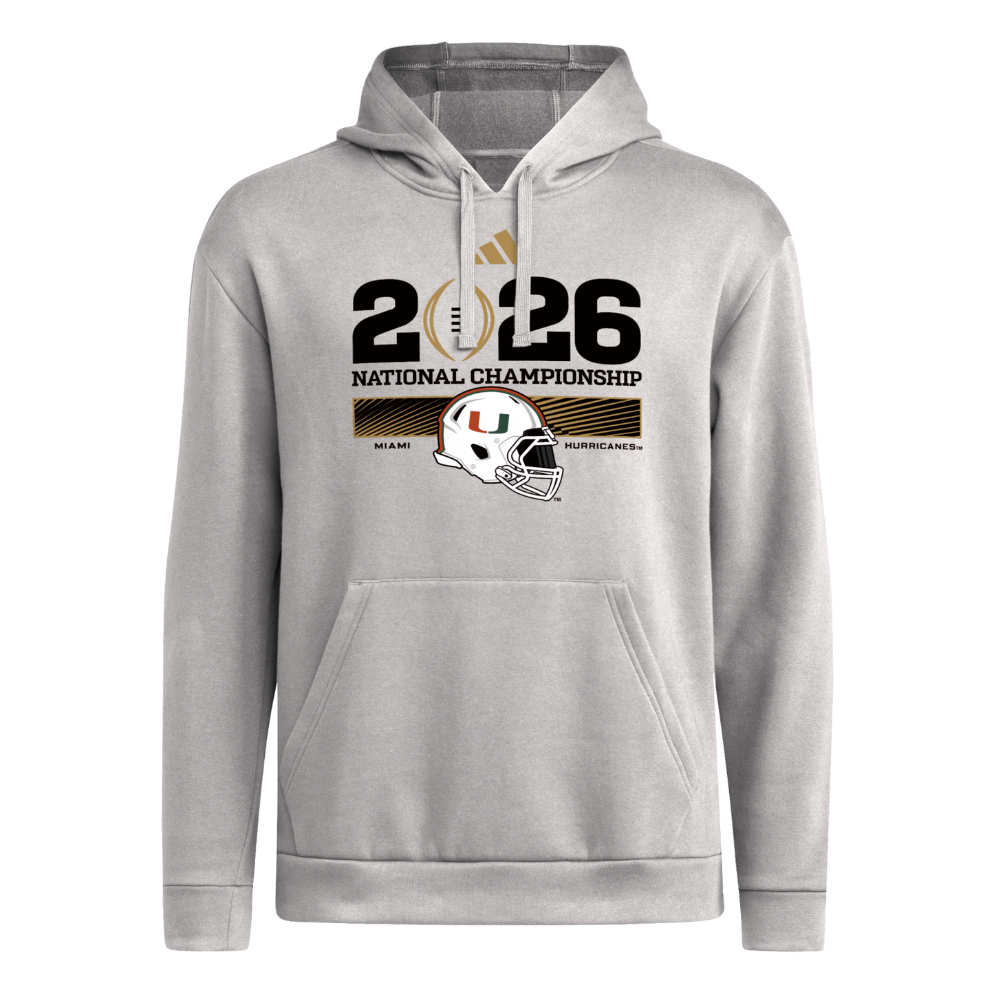adidas Miami Hurricanes Grey 2026 National Championship Fleece Hoodie