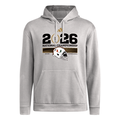 adidas Miami Hurricanes Grey 2026 National Championship Fleece Hoodie