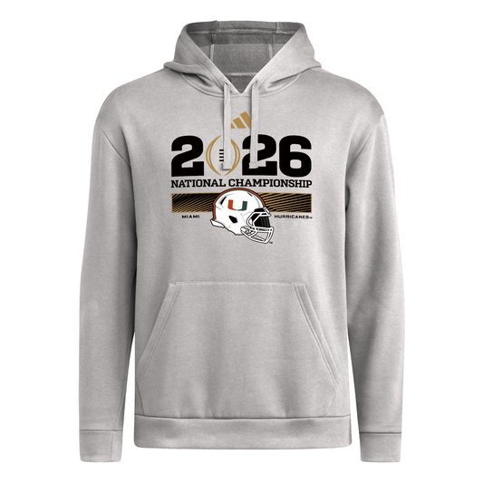 adidas Miami Hurricanes Grey 2026 National Championship Fleece Hoodie