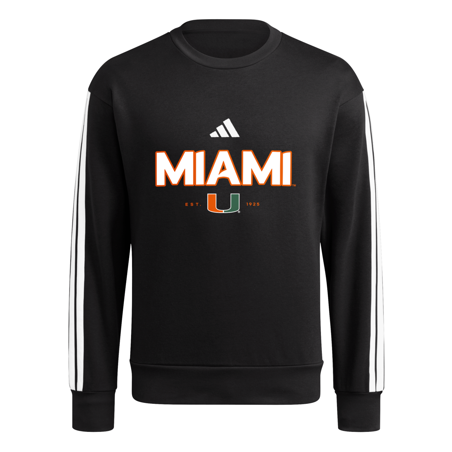 adidas Miami Hurricanes Black Sideline Crewneck Sweatshirt