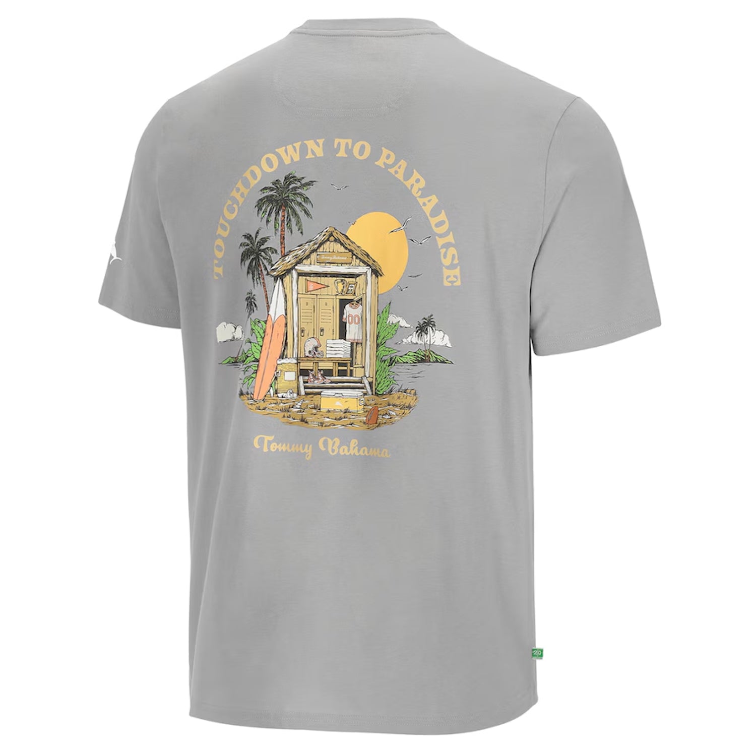 Tommy Bahama Miami Hurricanes Grey Touchdown to Paradise T-Shirt - Front View
