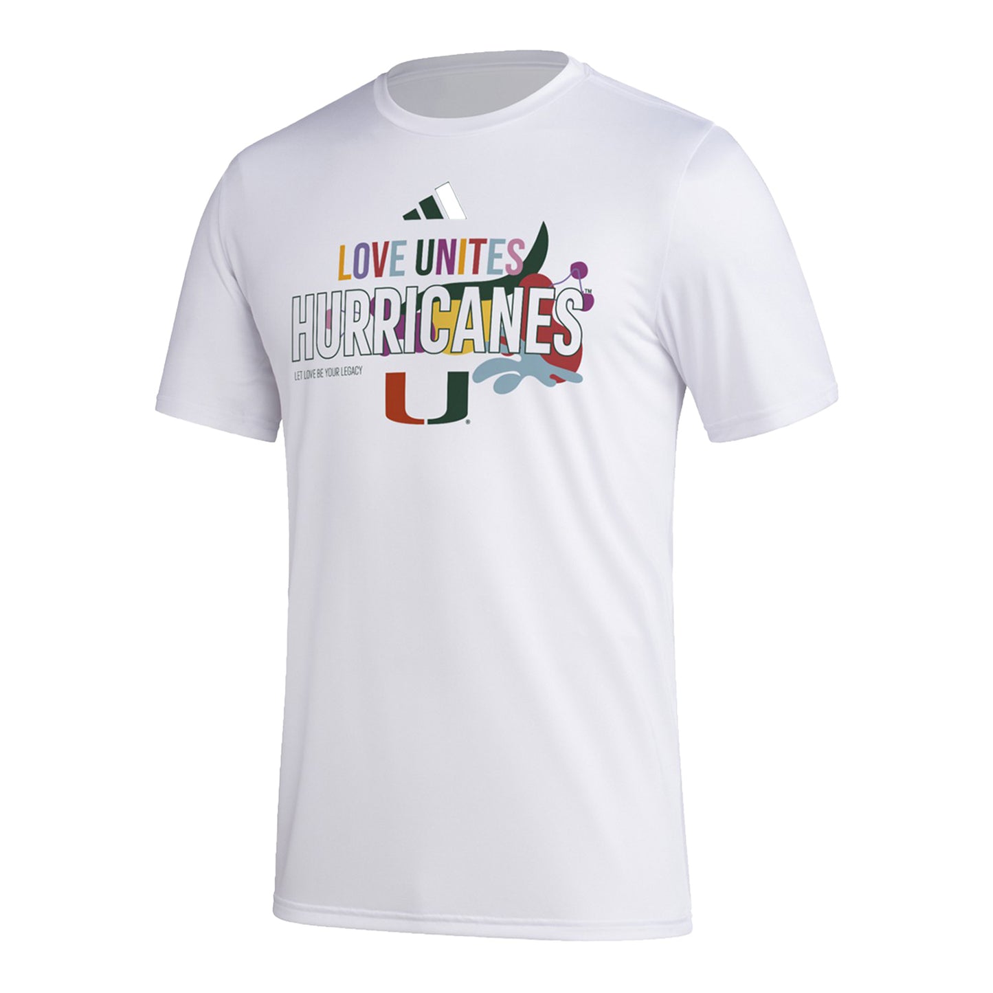 adidas Miami Hurricanes 'Love Unites' Pregame White T-Shirt