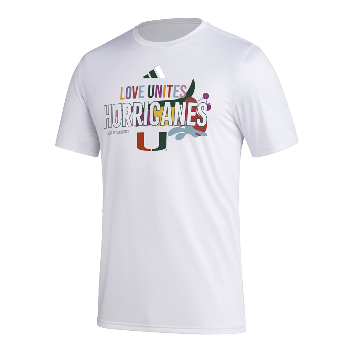 Adidas Miami Hurricanes &#39;Love Unites&#39; Pregame White Tee